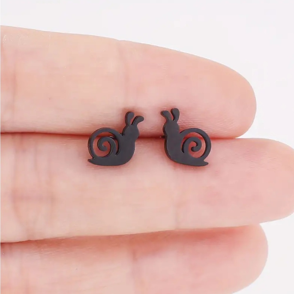 Black Snail Stud Earrings